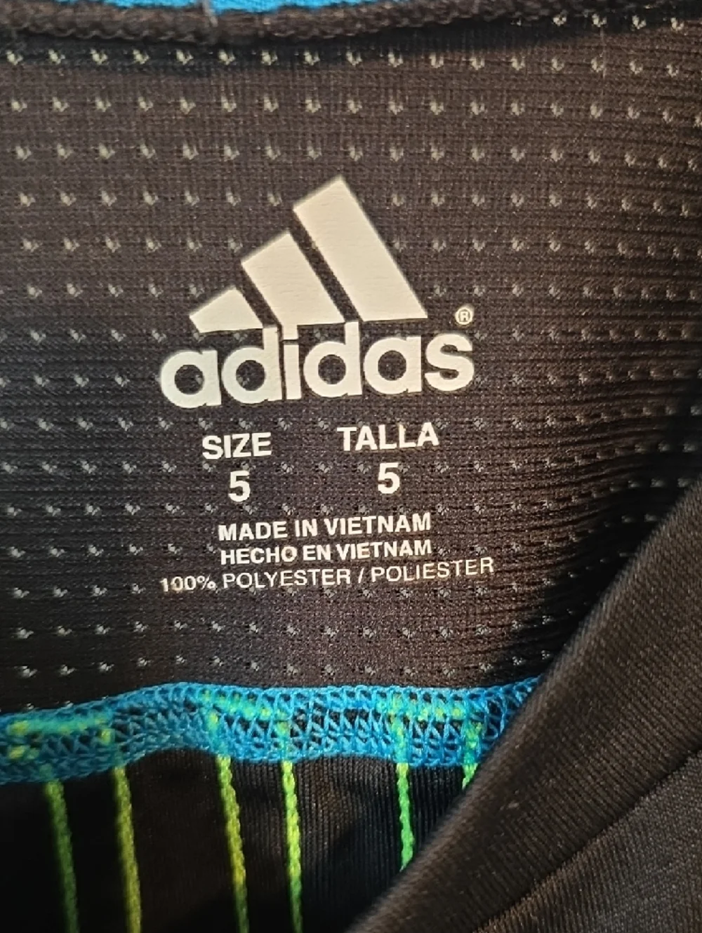 adidas Black Long-Sleeve Rashguard with Blue & Neon Green Logos